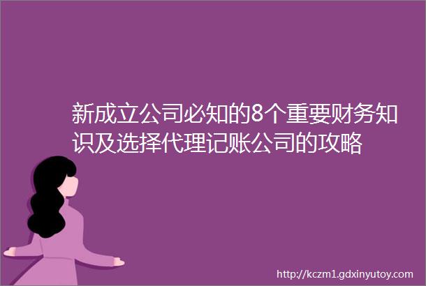 新成立公司必知的8个重要财务知识及选择代理记账公司的攻略